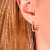 Silver Beaded Hoop Earrings